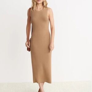 Sleeveless Camel Bodycon Midi Dress